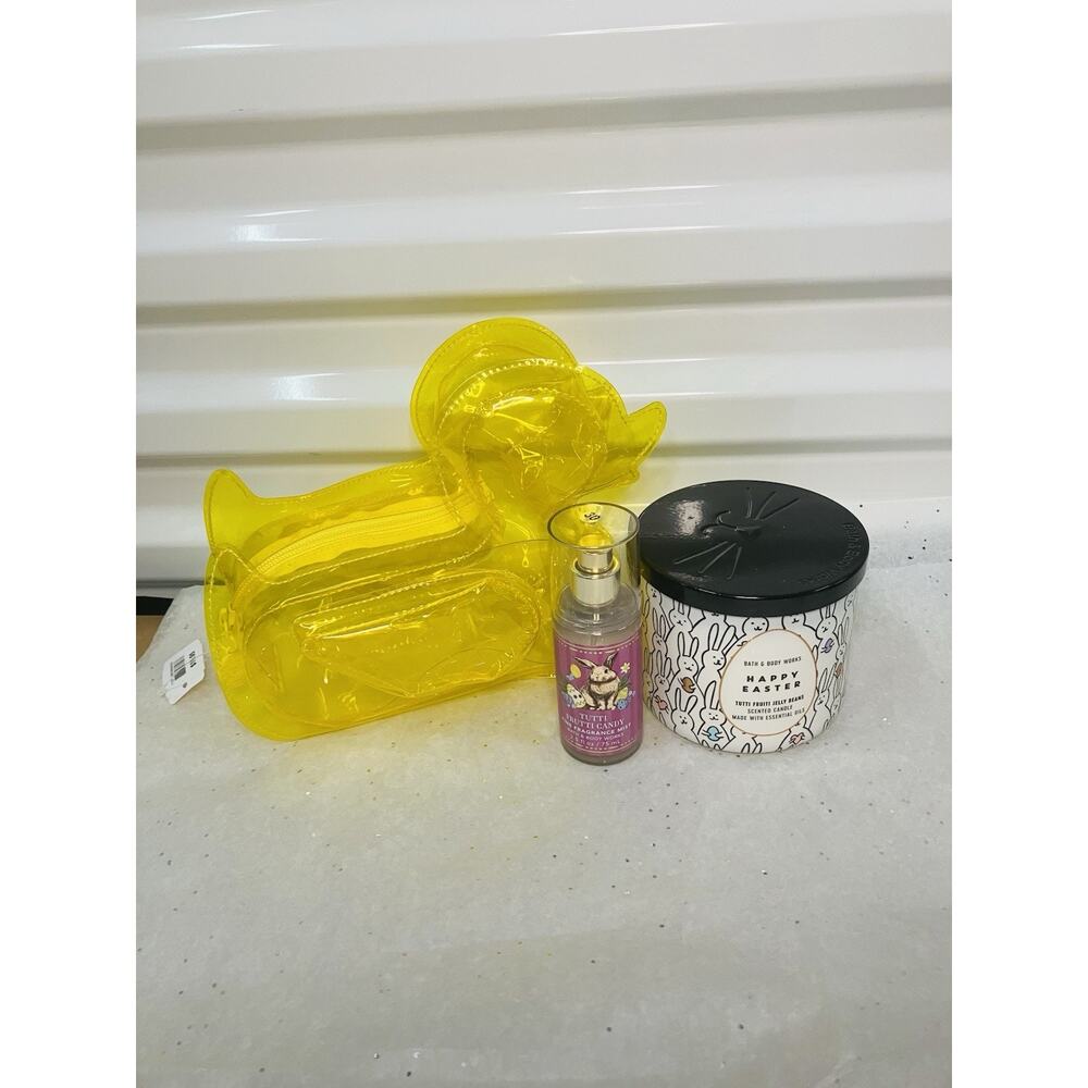 Bath & Body Works EASTER Duck Bag Wick Candle Holder Tutti Frutti 3 Wick Spray